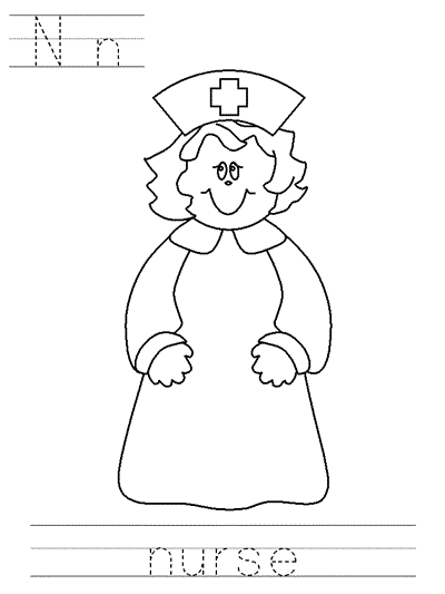 Printable print practice coloring page - Nn nurse