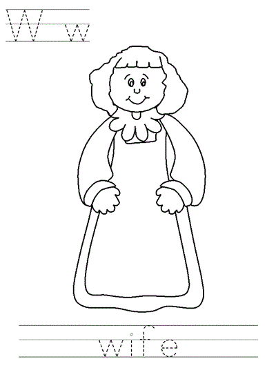 Printable print practice coloring page - Ww wife