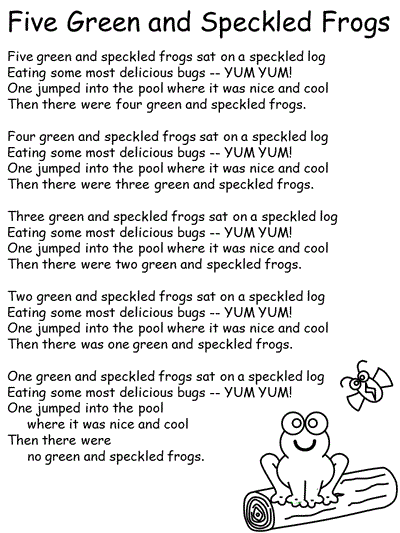 printable coloring page with the words to the Bullfrog Song