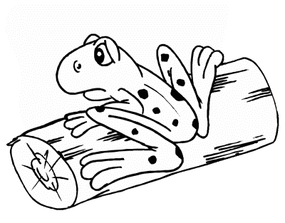 frog on a log coloring page
