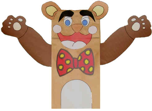 photo of the finished Bear Paper Bag Puppet