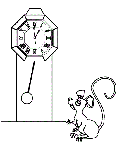 Hickory Dickory Dock roman numerals coloring page