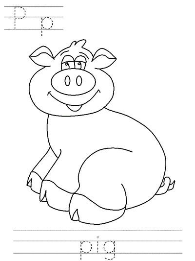 Learn to Print coloring page - Pp pig