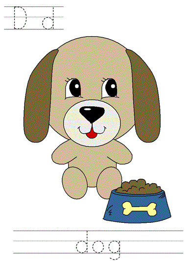 Dd dog Learn to Print worksheet