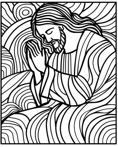 coloring page of Jesus praying