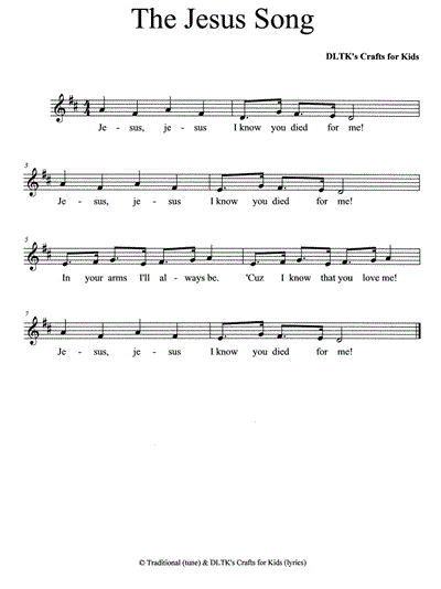 printable sheet music for The Jesus Song