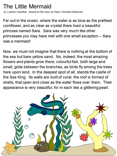 The Little Mermaid printable story