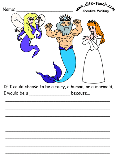 Little Mermaid creative writing prompt worksheet