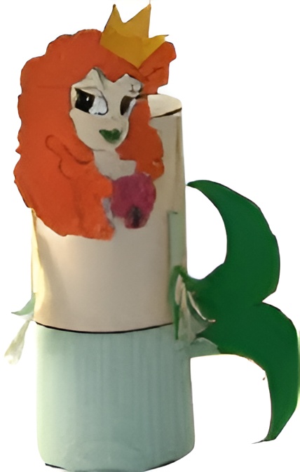 photo of the finished mermaid toilet paper roll craft
