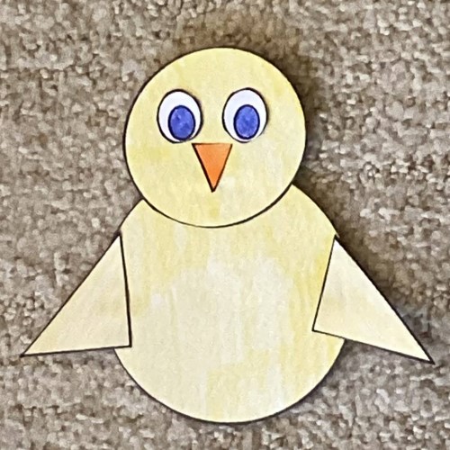 photo of the finished chick paper craft