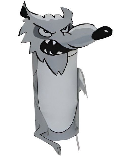 photo of the finished wolf toilet paper roll craft