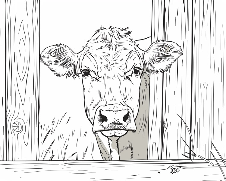 printable coloring page of a cow