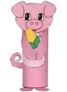 photo of the finished pig toilet paper roll craft