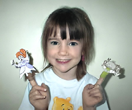 photo of finished Finger Puppets for Little Miss Muffet