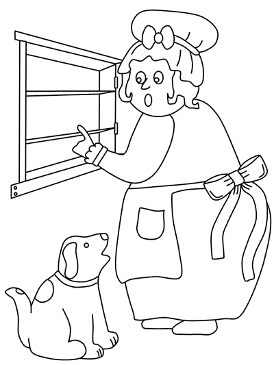 Coloring page - Old Mother Hubbard (no words)