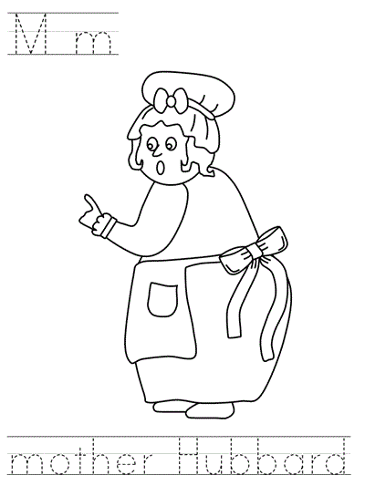 Printable print practice coloring page - Mm mother