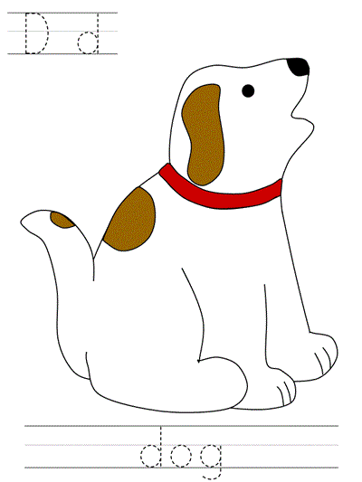 Printable print practice worksheet - Dd dog
