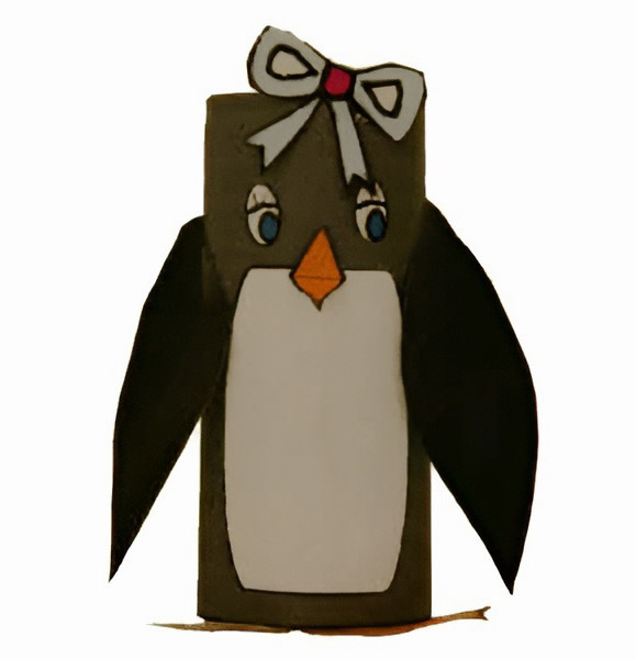 photo of the finished penguin toilet paper roll craft
