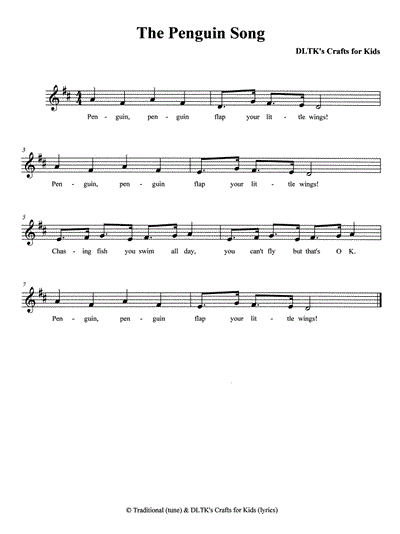sheet music for The Penguin Song
