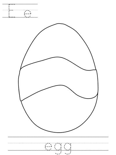 Printable print practice coloring page - Ee egg