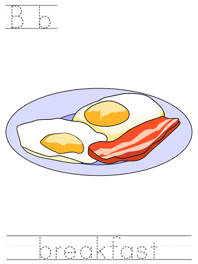 Printable print practice worksheet - Bb breakfast