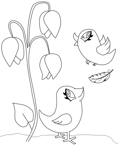 Birds learning to fly Coloring Page