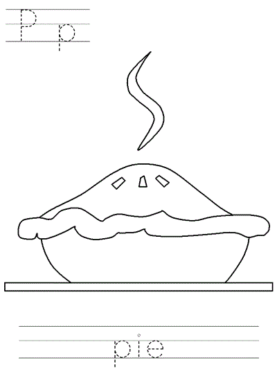 Printable print practice coloring page - Pp pie