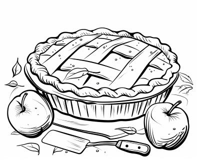 coloring page of a baked pie