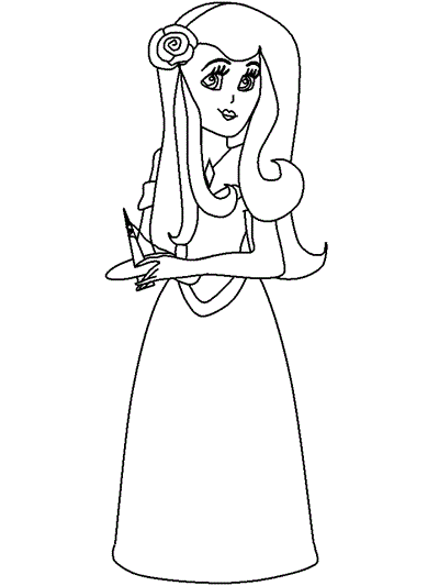 Coloring page - Sleeping Beauty with Spindle