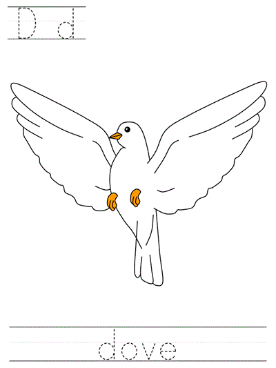 Learn to Print worksheet - Dd dove