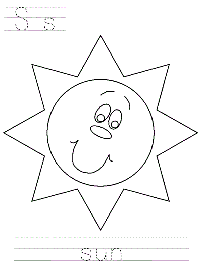 Learn to Print coloring page - Ss sun