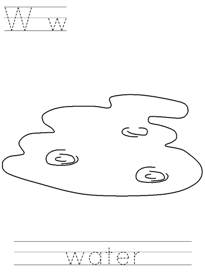 Learn to Print coloring page - Ww water
