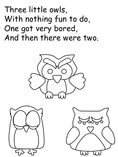 Five Little Owls verse 3 coloring page