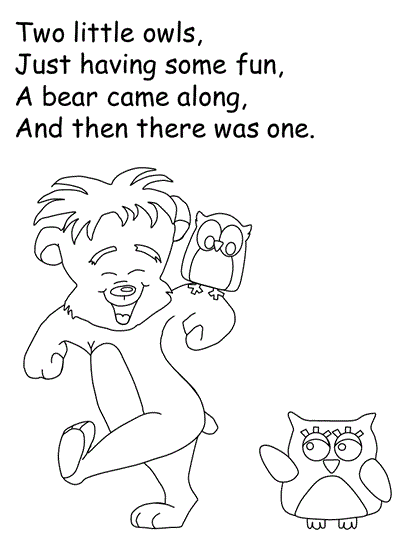 Five Little Owls verse 4 coloring page