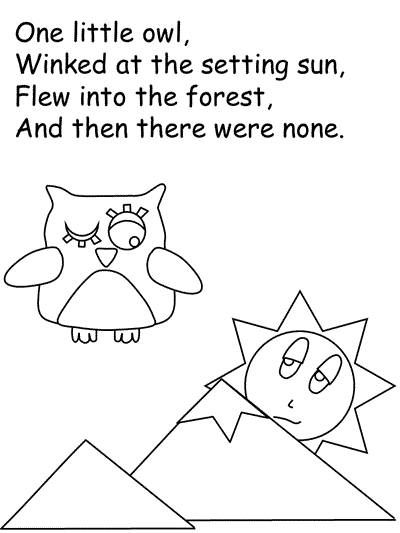 Five Little Owls verse 5 coloring page