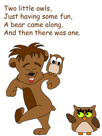 printable poster of The Five Little Owls verse 4