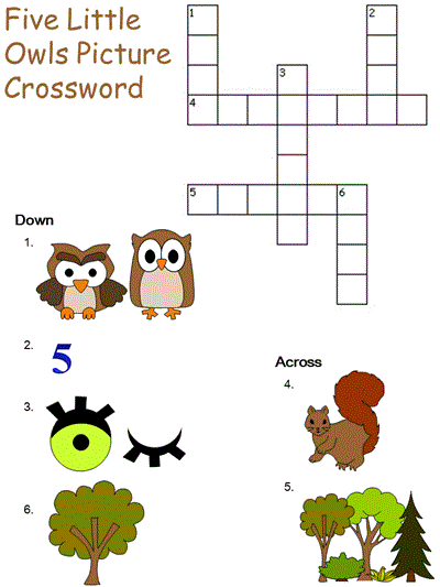 Five Little Owls Crossword Puzzle