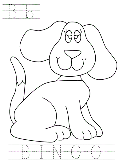 Bb B-I-N-G-O Learn to Print coloring page