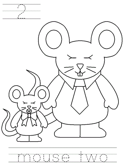 Three Blind Mice Learn to Print coloring page - 2 mouse