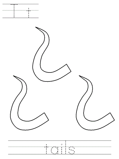 Three Blind Mice Learn to Print coloring page - Tt tails