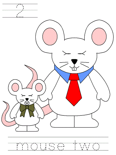 Three Blind Mice Learn to Print worksheet - 2 mouse