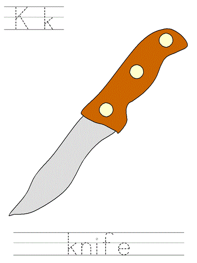 Three Blind Mice Learn to Print worksheet - Kk knife