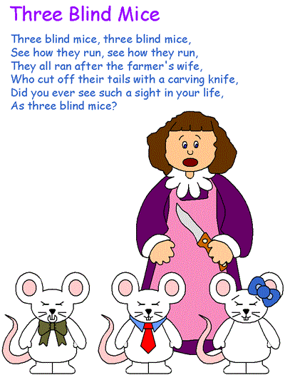 three blind mice coloring page