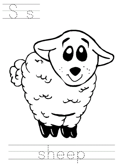 Ss sheep | Learn to Print coloring page