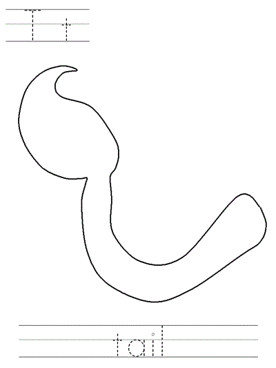 Three Blind Mice Learn to Print coloring page - Tt tail