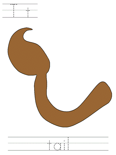 Three Blind Mice Learn to Print worksheet - Tt tail