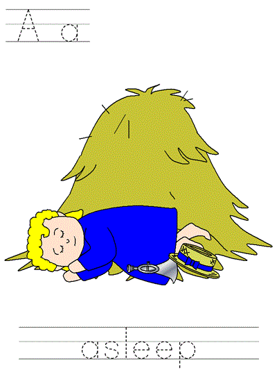 Aa asleep | Learn to Print worksheet