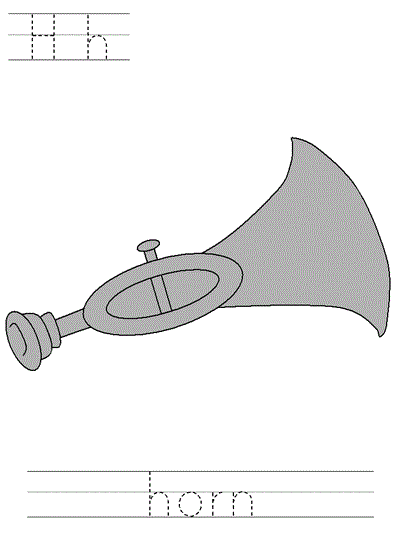 Hh horn | Learn to Print worksheet