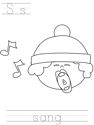 Printable print practice coloring page - Ss sang