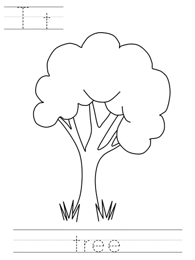 Printable print practice coloring page - Tt tree